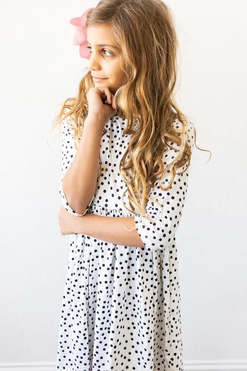 Scattered Dot 3/4 Sleeve Twirl Dress by Mila & Rose
