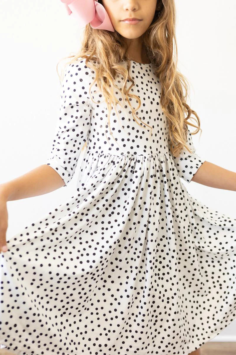 Scattered Dot 3/4 Sleeve Twirl Dress by Mila & Rose