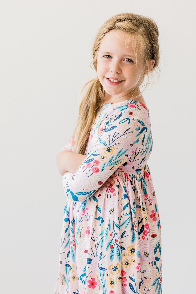 Whimsy 3/4 Sleeve Twirl Dress by Mila & Rose