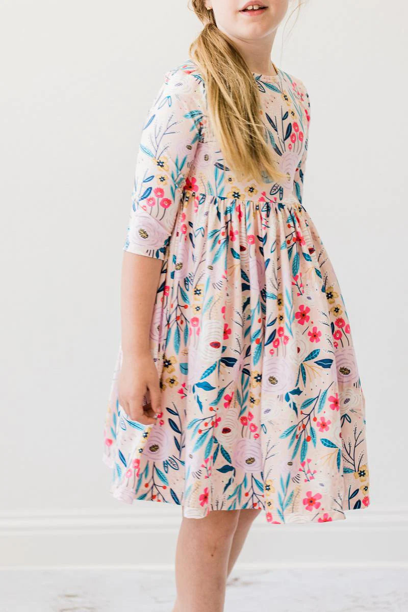 Whimsy 3/4 Sleeve Twirl Dress by Mila & Rose
