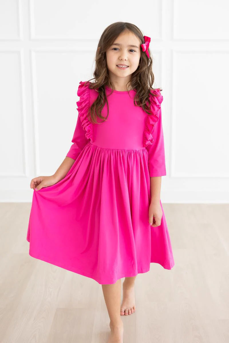 Hot Pink Ruffle Twirl Dress by Mila & Rose