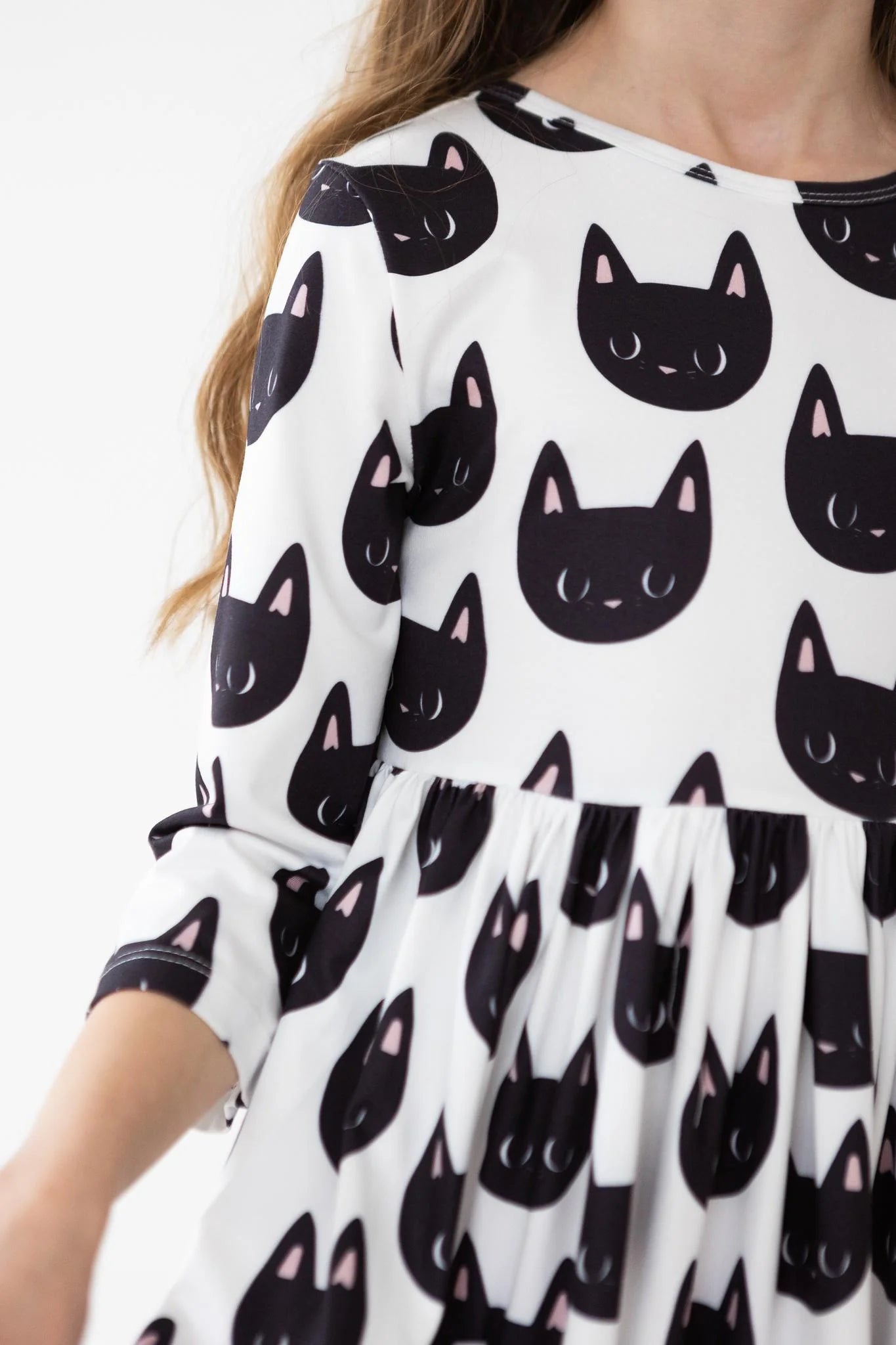 Purrfect 3/4 Sleeve Pocket Twirl Dress by Mila & Rose