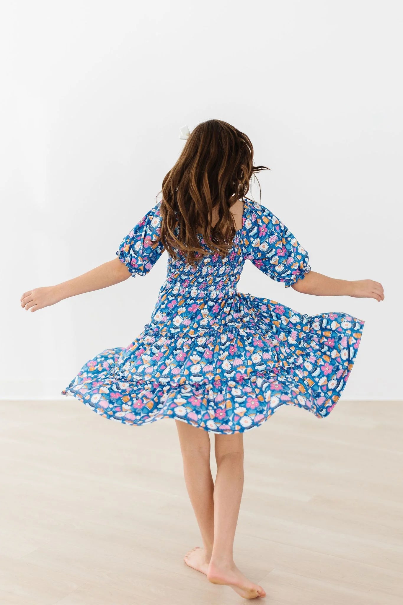 Fluttering Flowers Smocked Ruffle Dress by Mila & Rose