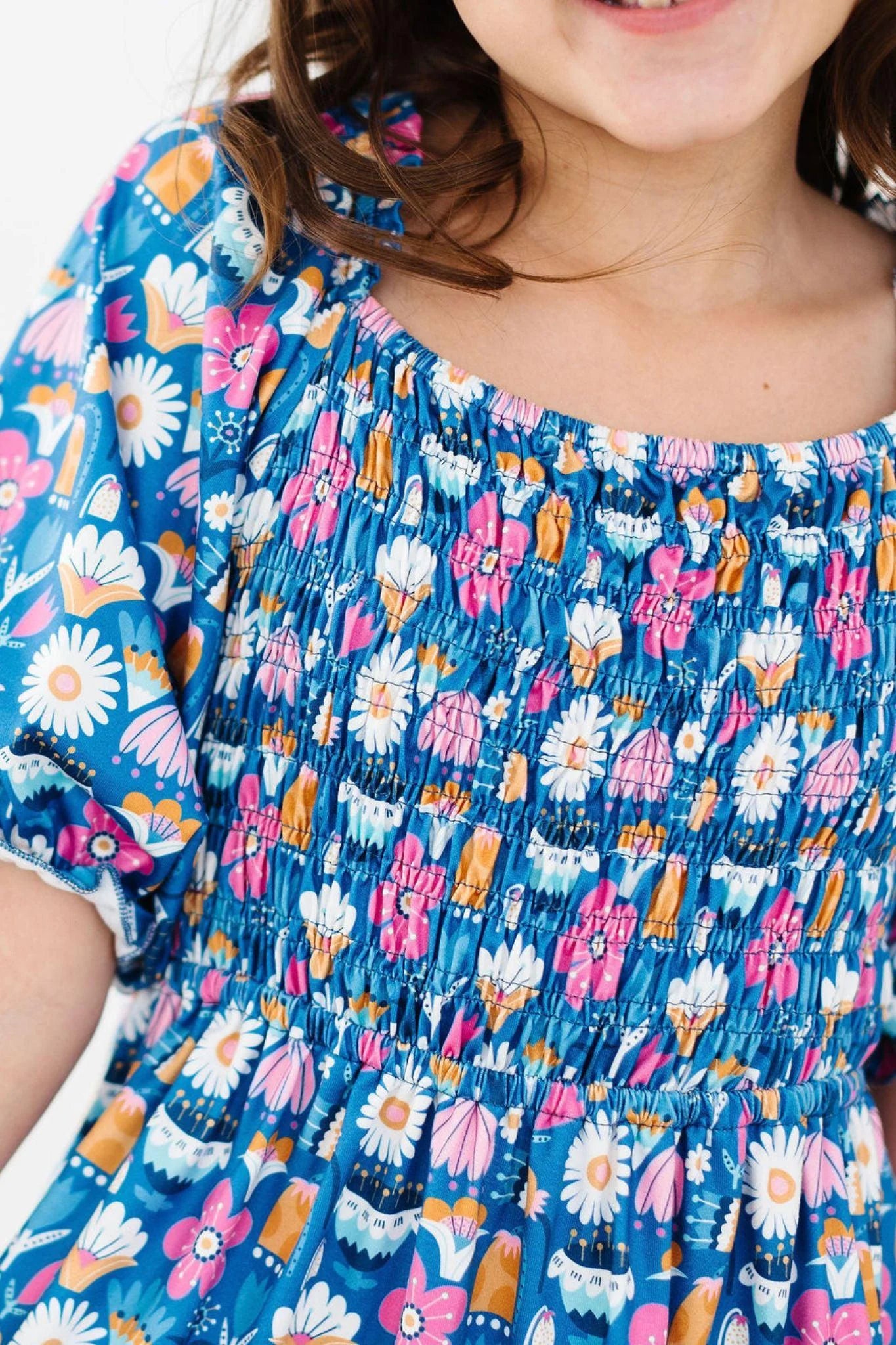 Fluttering Flowers Smocked Ruffle Dress by Mila & Rose