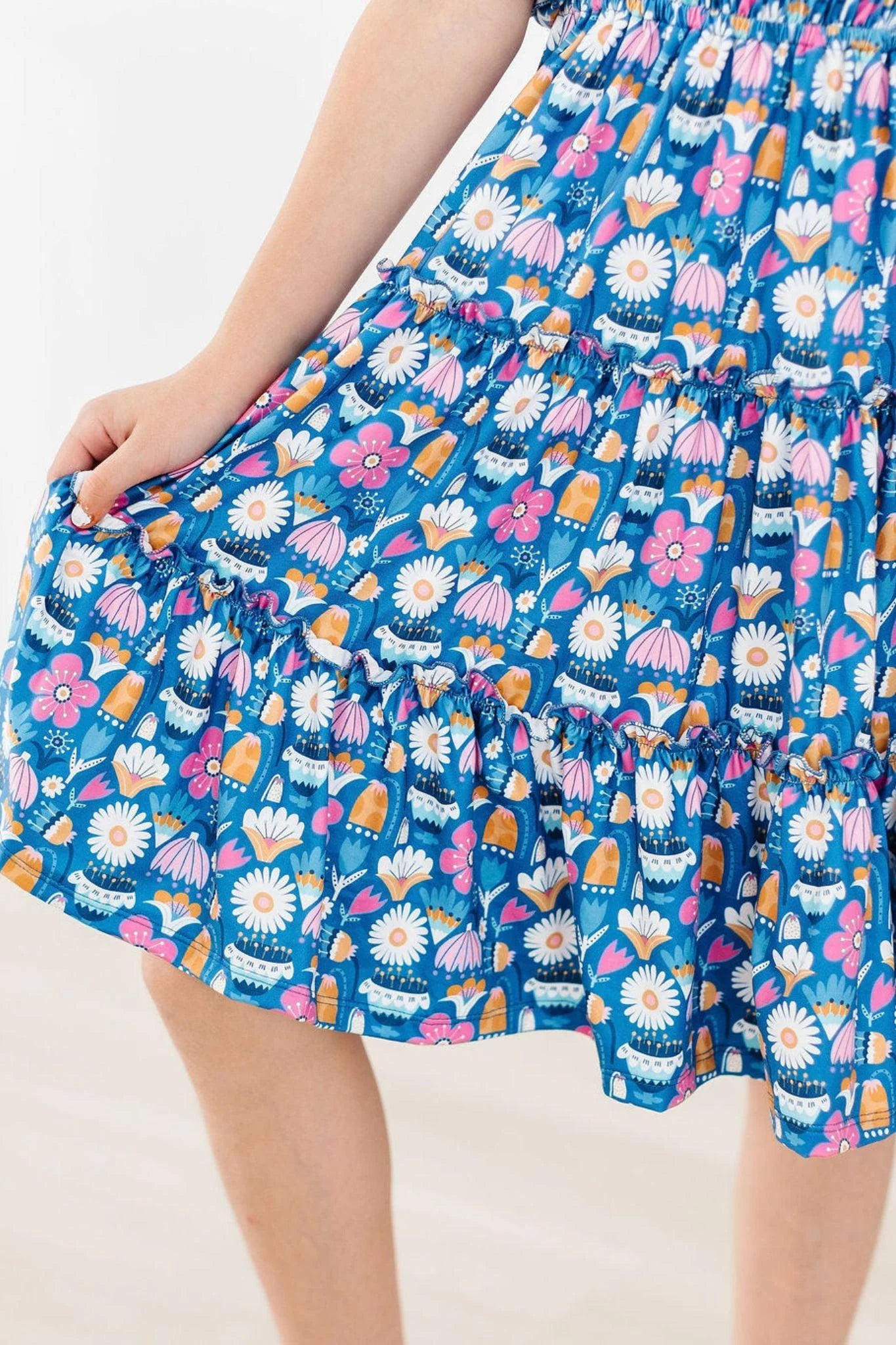 Fluttering Flowers Smocked Ruffle Dress by Mila & Rose