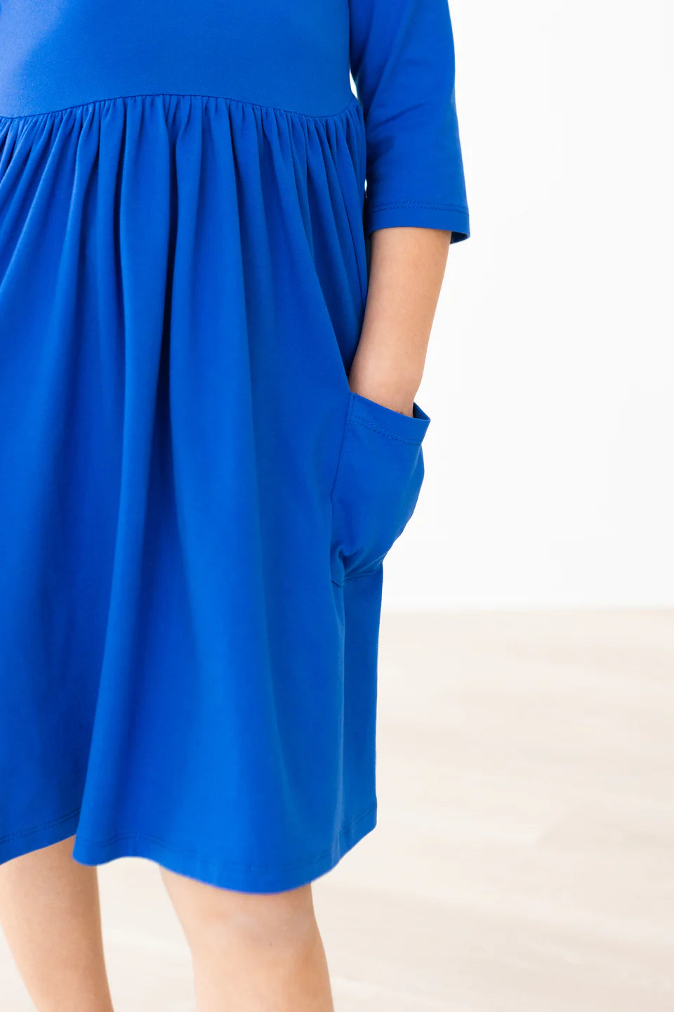 Royal Blue 3/4 Sleeve Pocket Twirl Dress by Mila & Rose