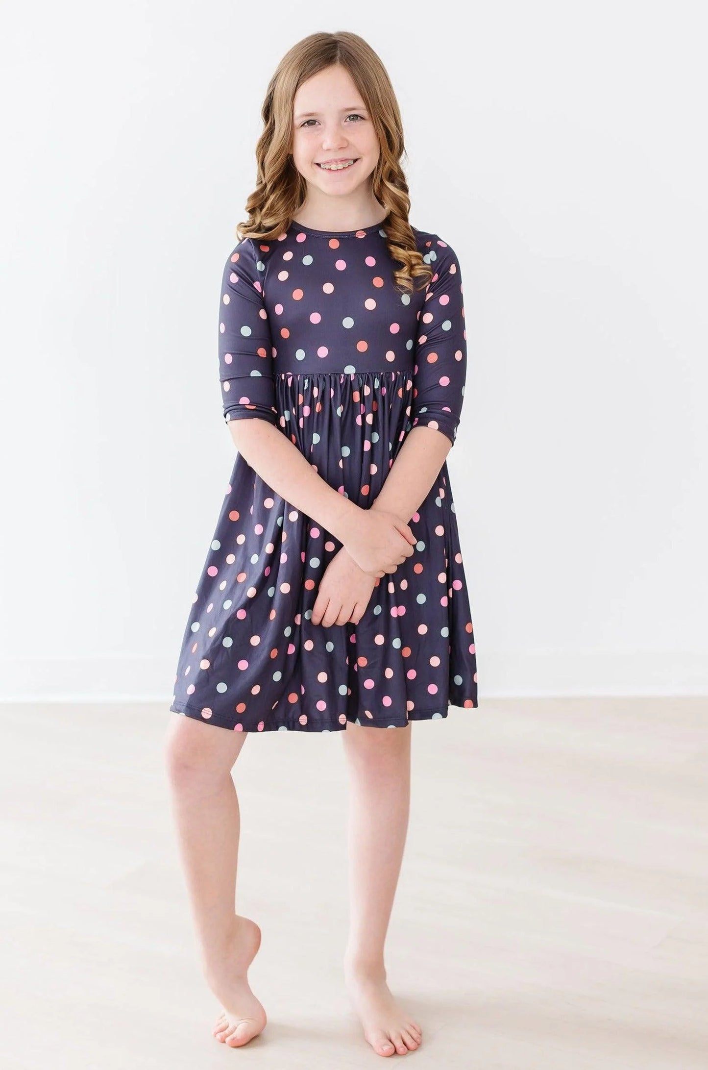 City Girl 3/4 Sleeve Twirl Dress by Mila & Rose