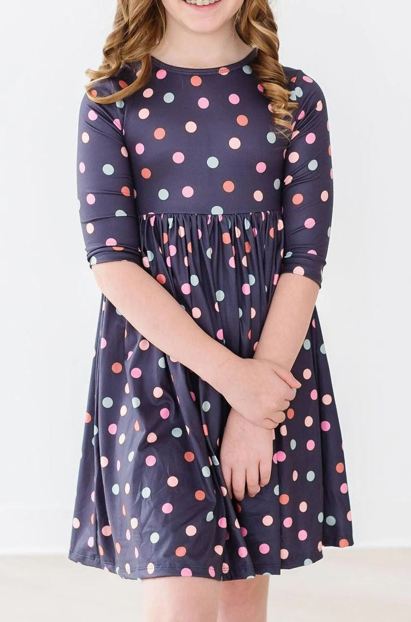 City Girl 3/4 Sleeve Twirl Dress by Mila & Rose