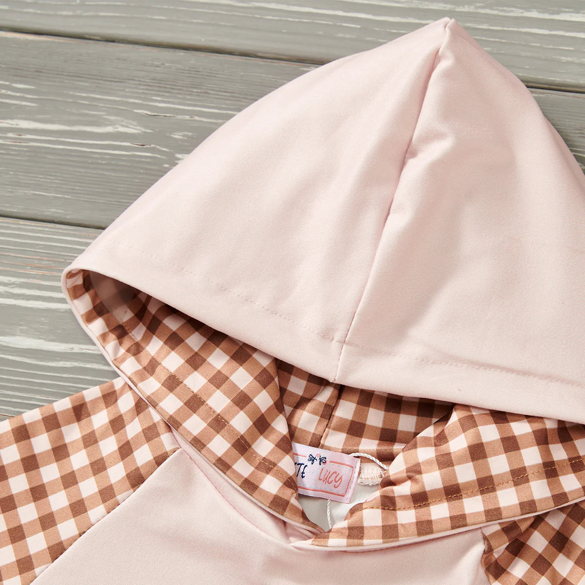 Brown Gingham Hoodie by Pete + Lucy