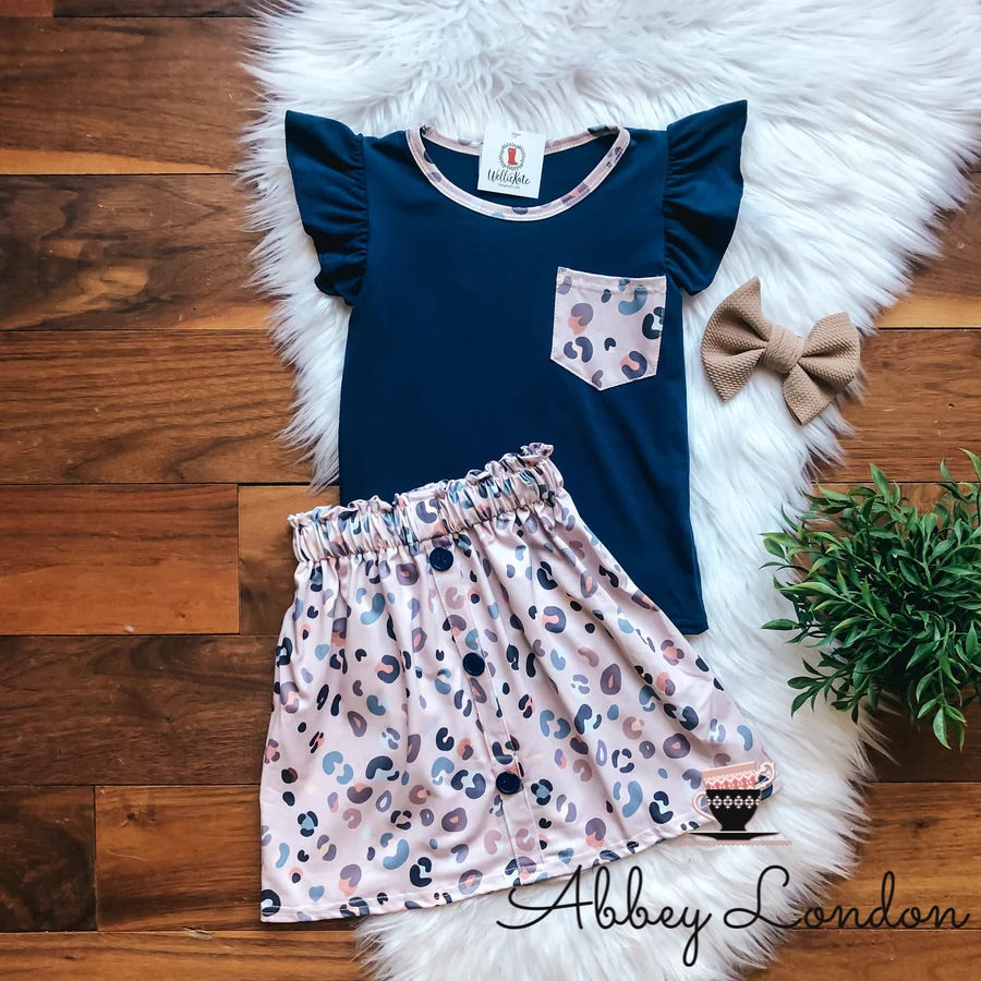 Khaki Leopard Skirt Set by Wellie Kate