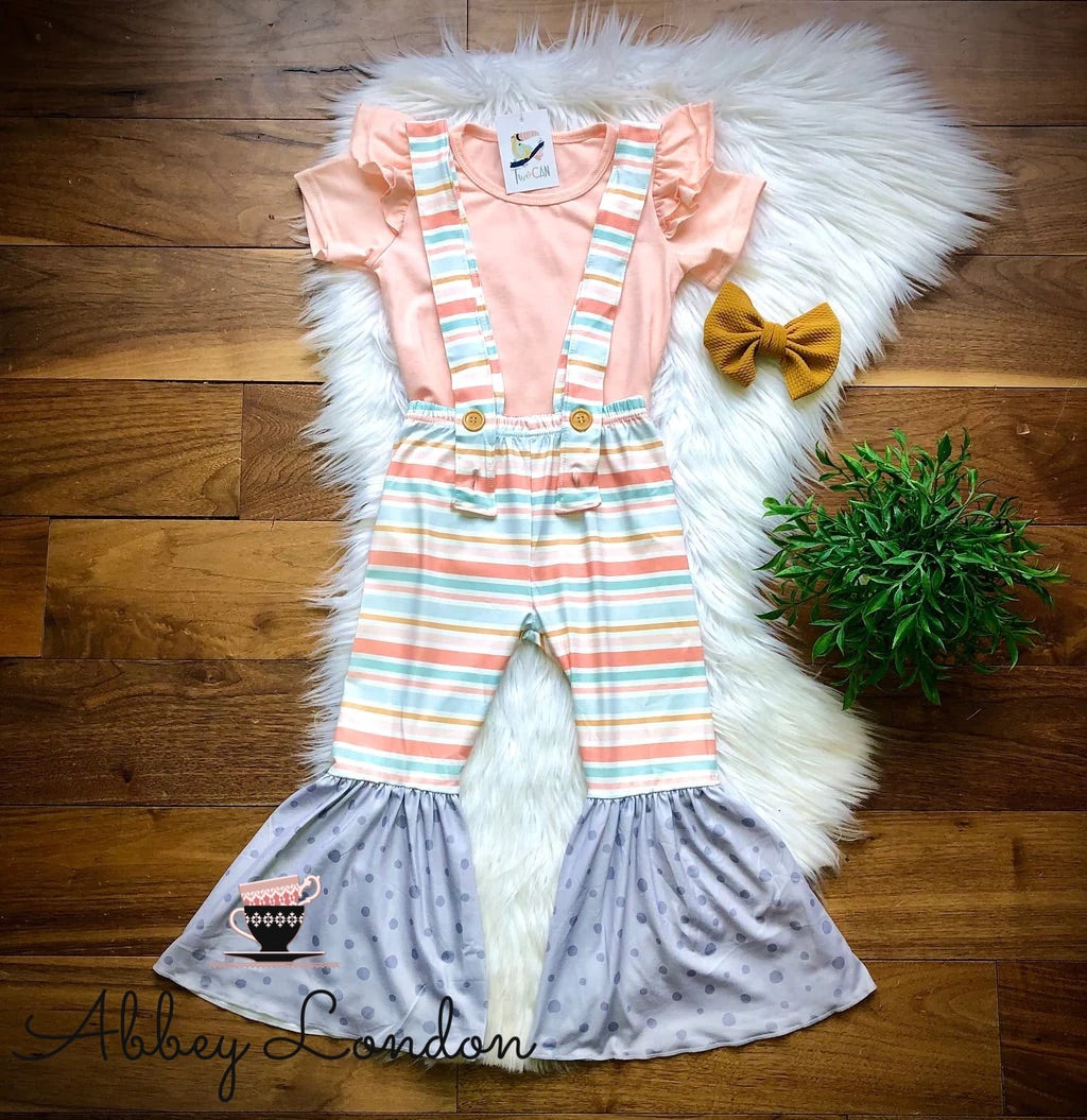 Sweet Dots Suspender Bell Pant Set by TwoCan