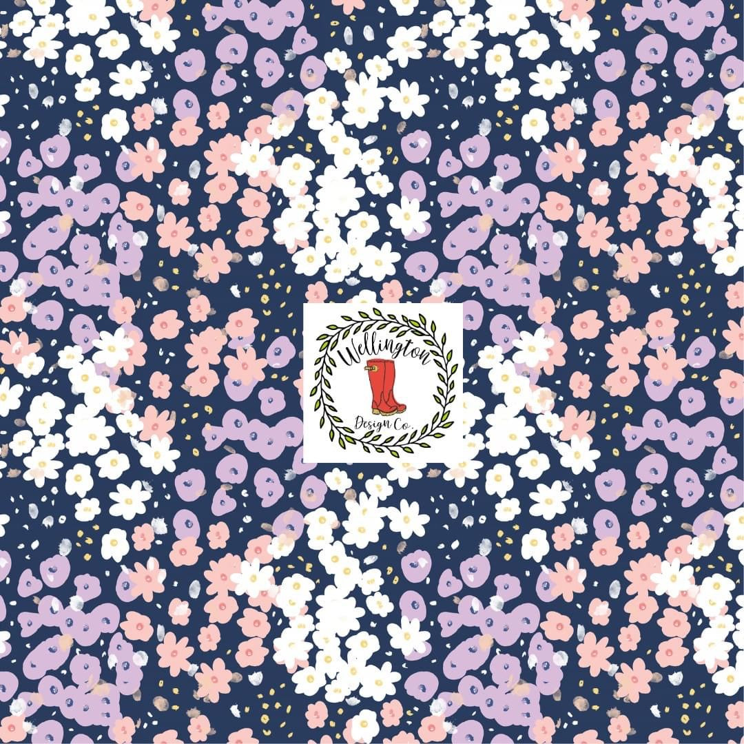 Pink & Navy Blooms Dress by Wellie Kate