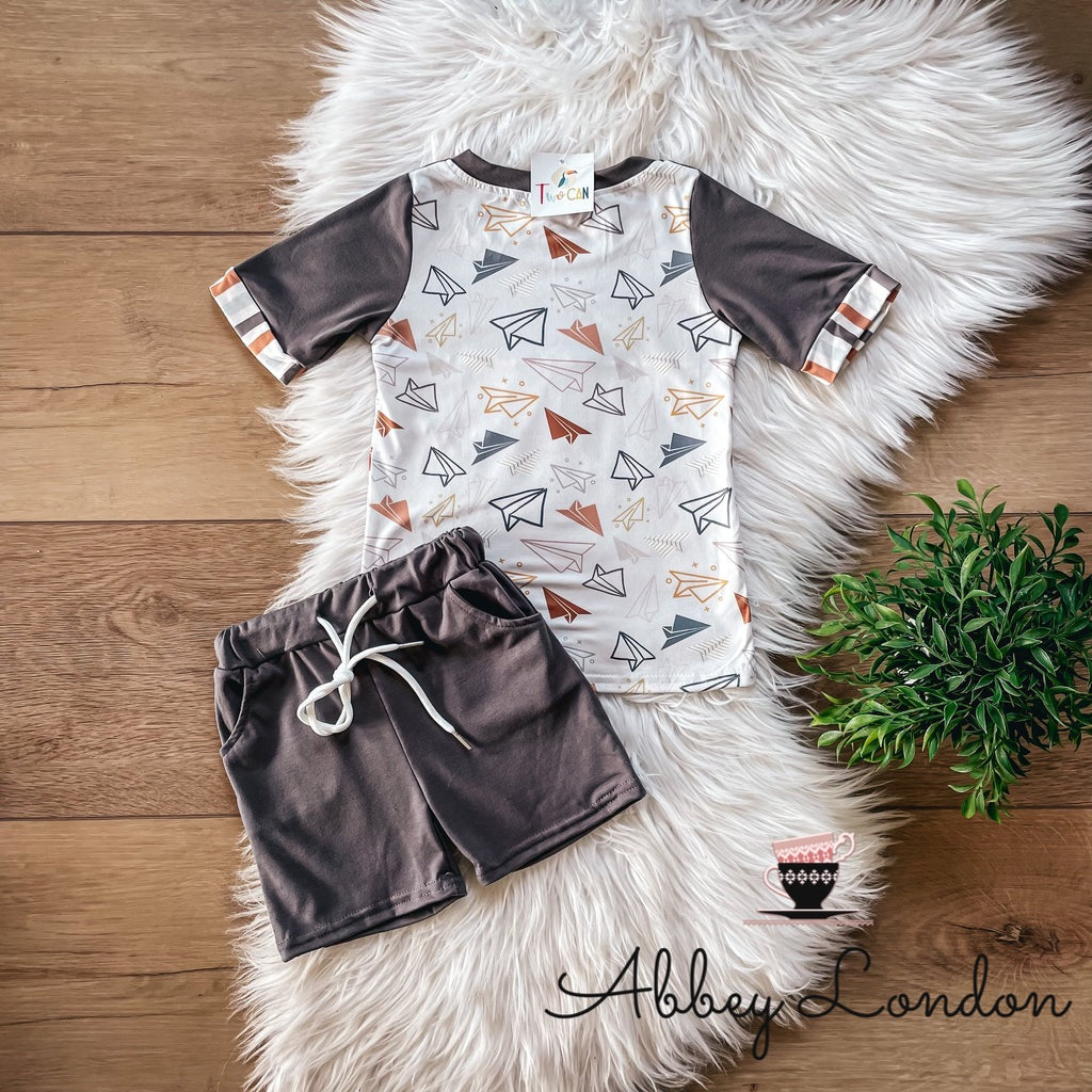 Paper Airplanes Shorts Set by TwoCan