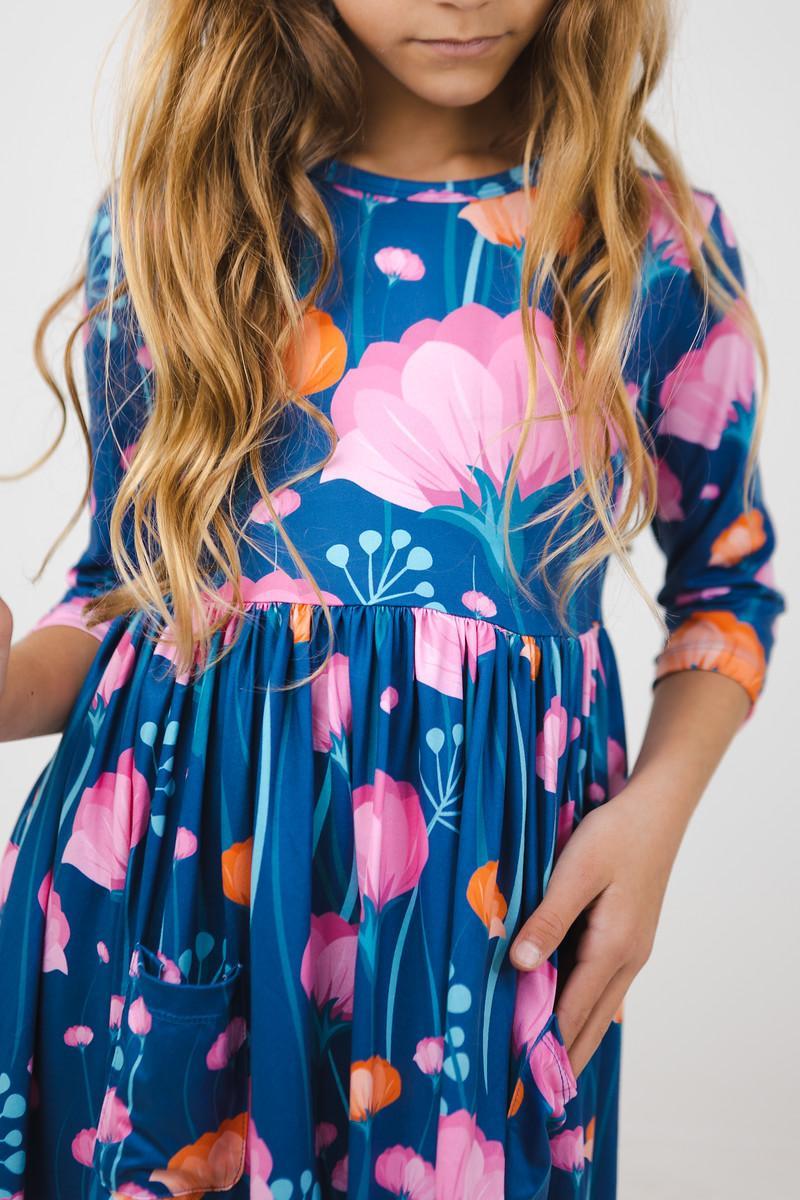 Poppies 3/4 Sleeve Pocket Twirl Dress by Mila & Rose