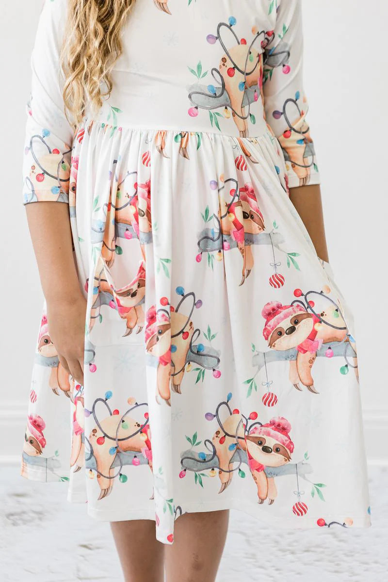 Up to Snow Good 3/4 Sleeve Pocket Twirl Dress by Mila & Rose