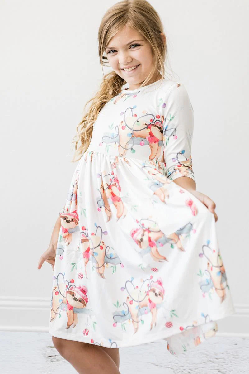 Up to Snow Good 3/4 Sleeve Pocket Twirl Dress by Mila & Rose