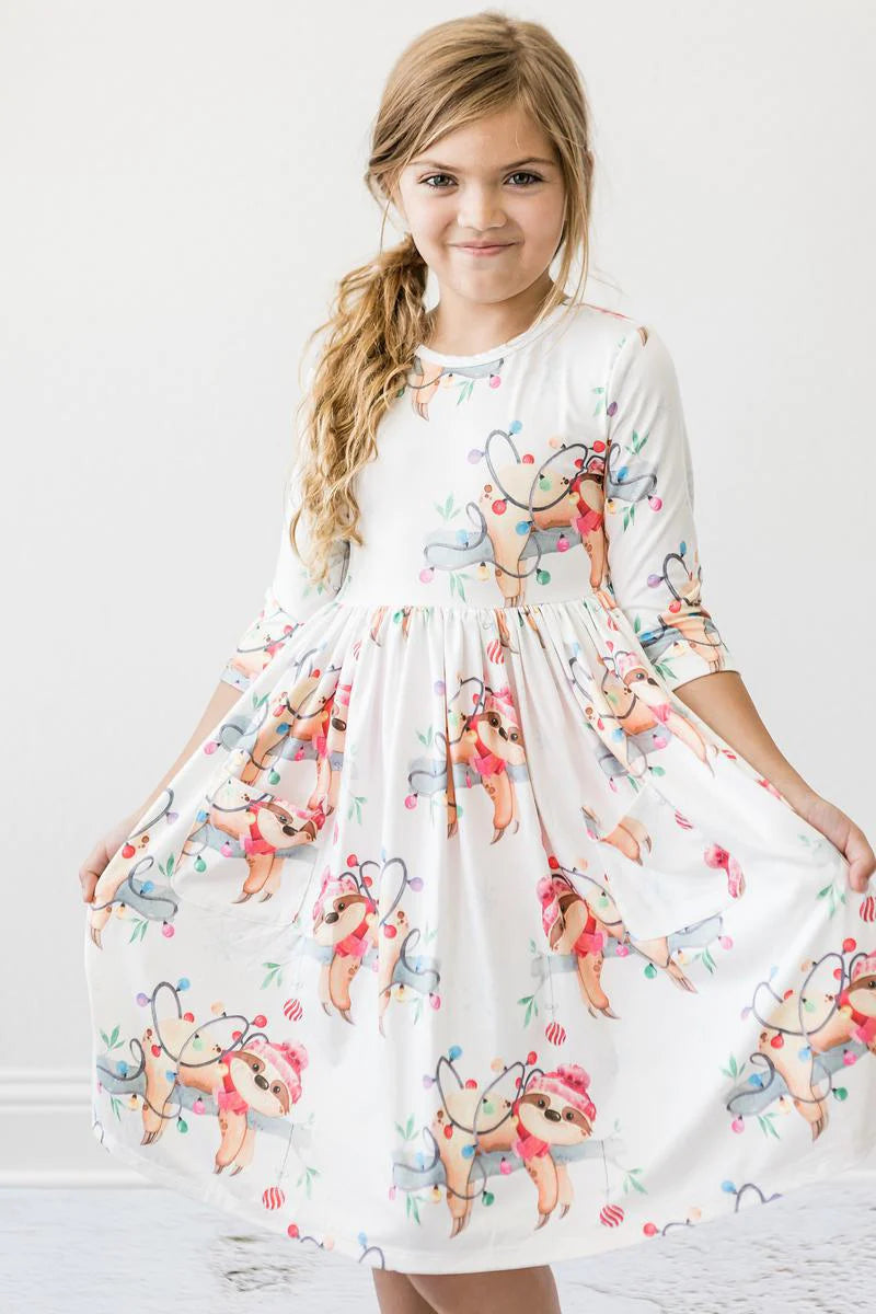 Up to Snow Good 3/4 Sleeve Pocket Twirl Dress by Mila & Rose
