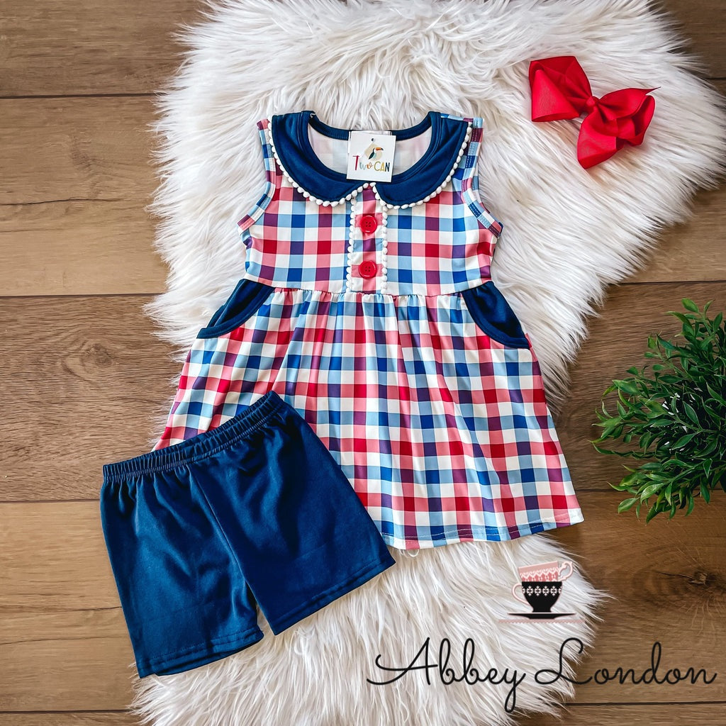 Americana Plaid Short Set by TwoCan