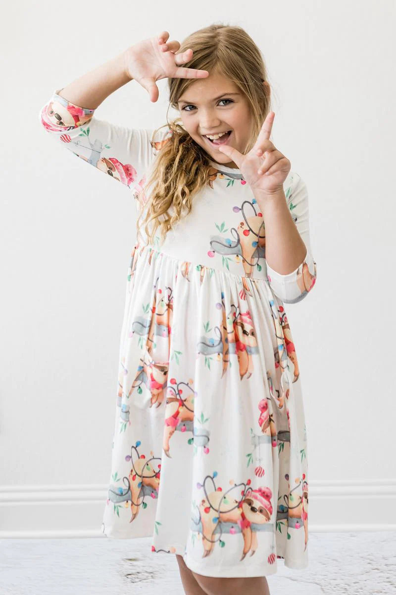 Up to Snow Good 3/4 Sleeve Pocket Twirl Dress by Mila & Rose