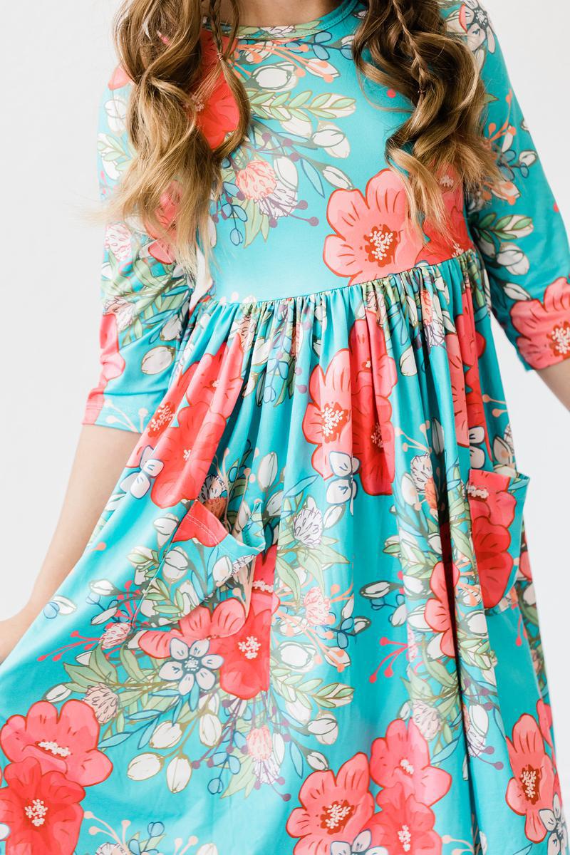 After the Rain 3/4 Sleeve Pocket Twirl Dress by Mila & Rose