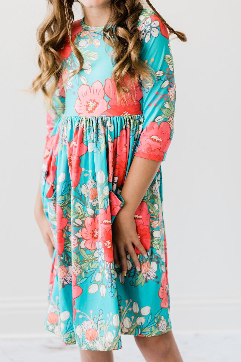 After the Rain 3/4 Sleeve Pocket Twirl Dress by Mila & Rose
