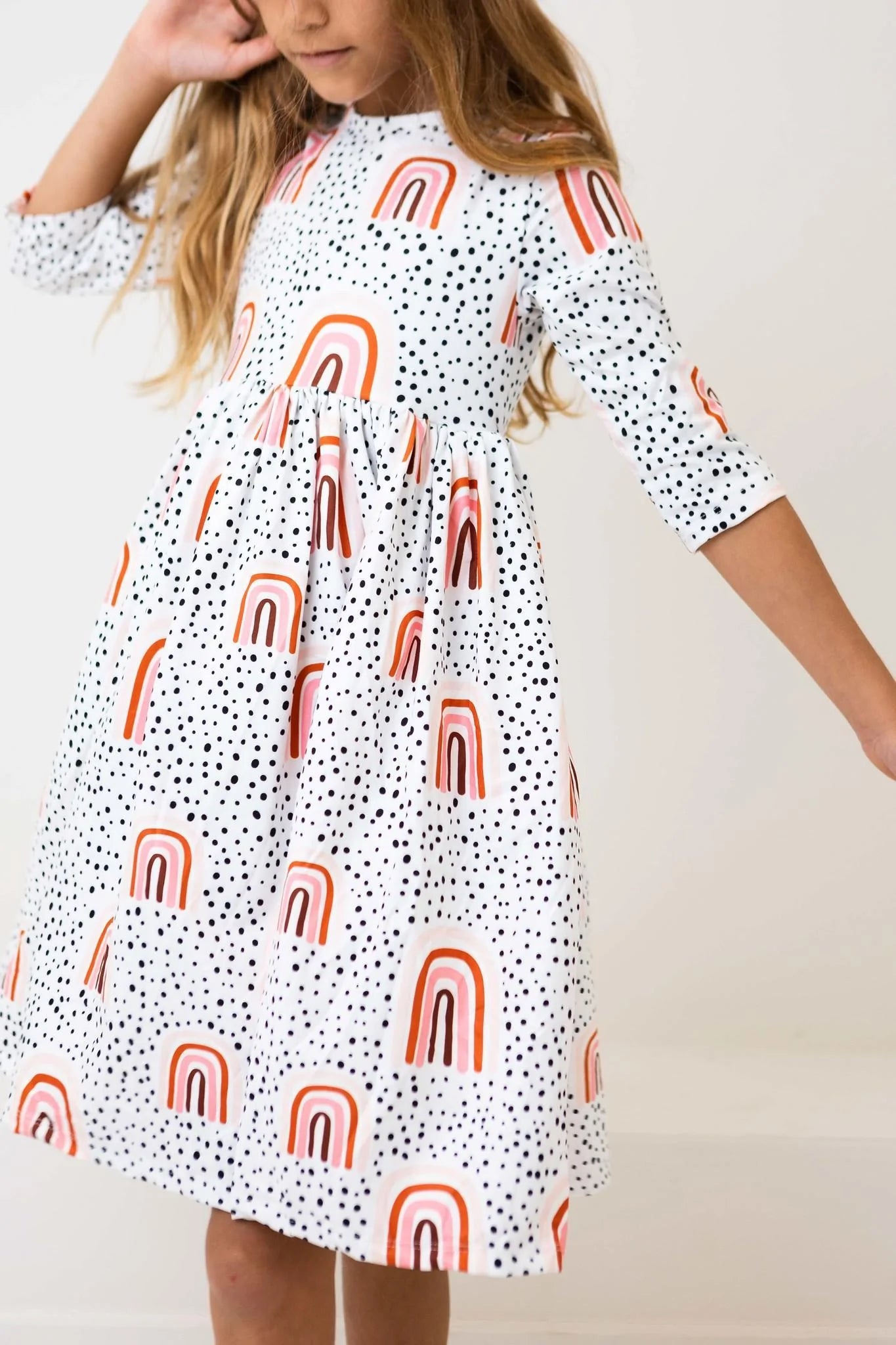 Peach Rainbow Twirl Dress by Mila & Rose
