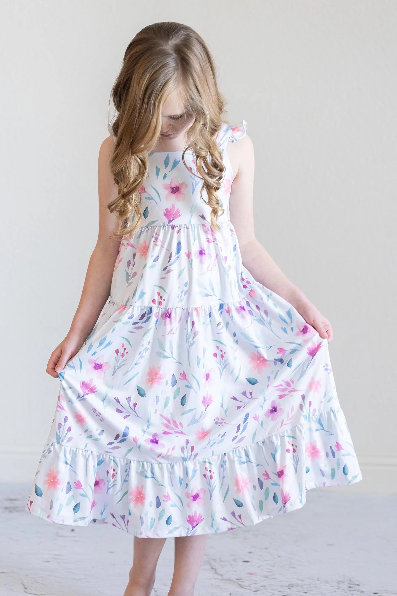 Pastel Wildflowers Ruffle Maxi Dress by Mila & Rose