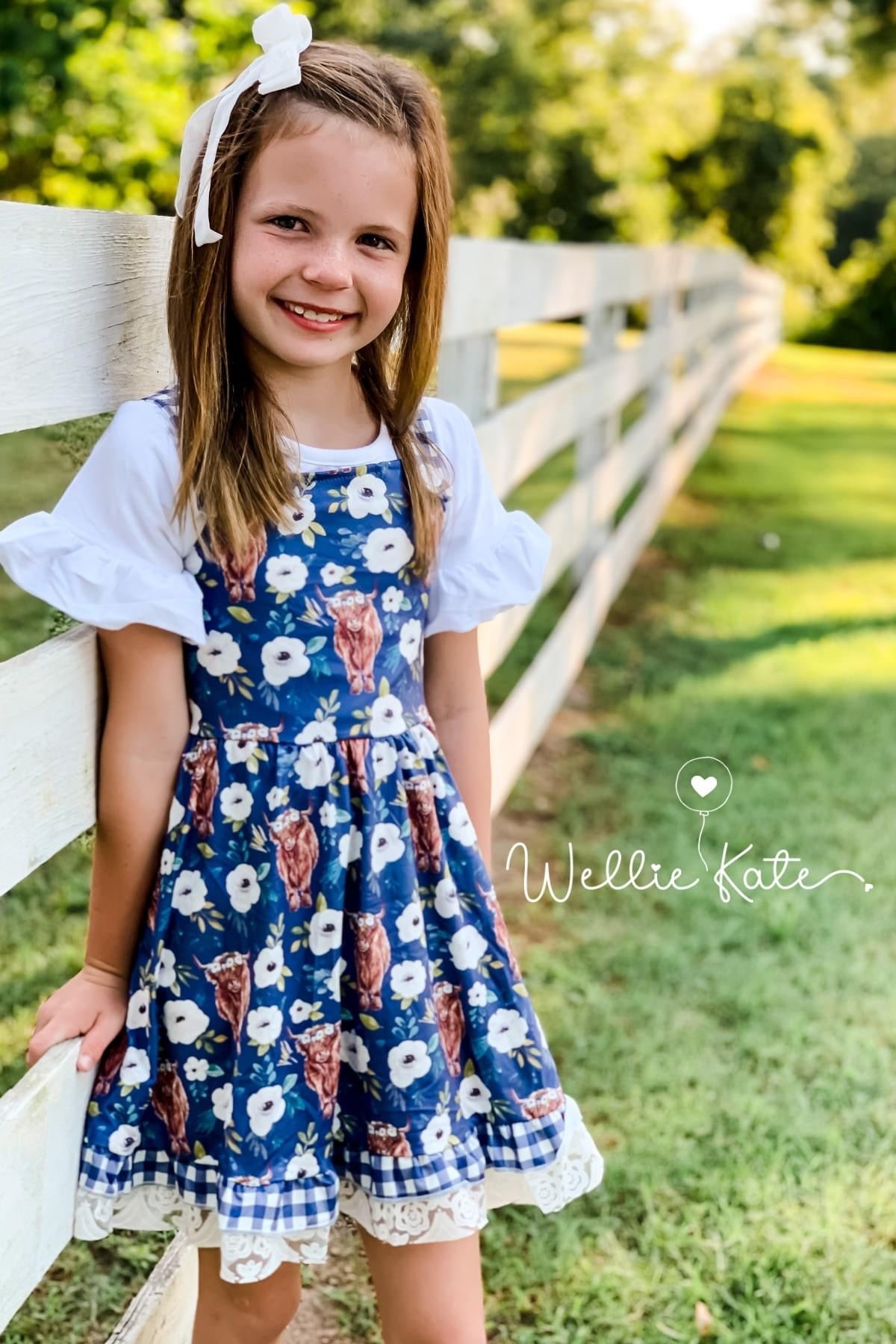 Wellie Kate Sweet Highland Cows Twirl Dress