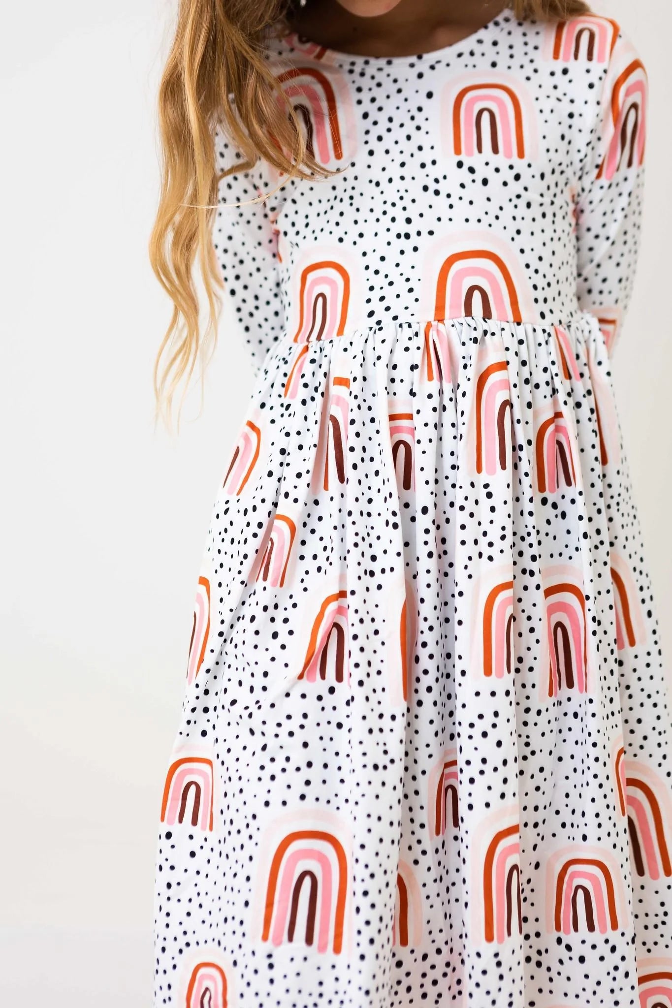 Peach Rainbow Twirl Dress by Mila & Rose