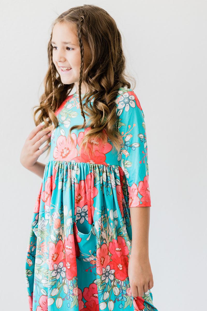 After the Rain 3/4 Sleeve Pocket Twirl Dress by Mila & Rose