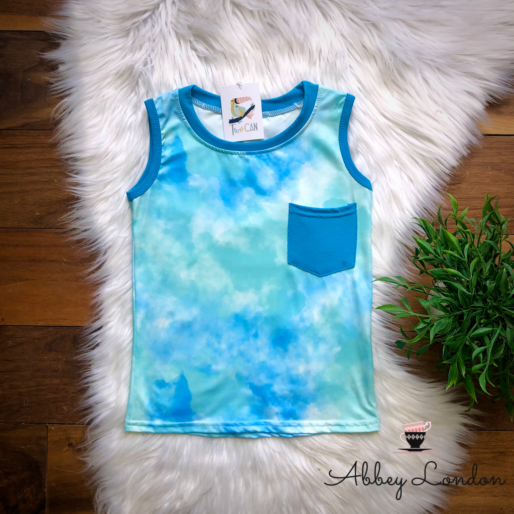 Ocean Tie Dye Pocket Tank by TwoCan