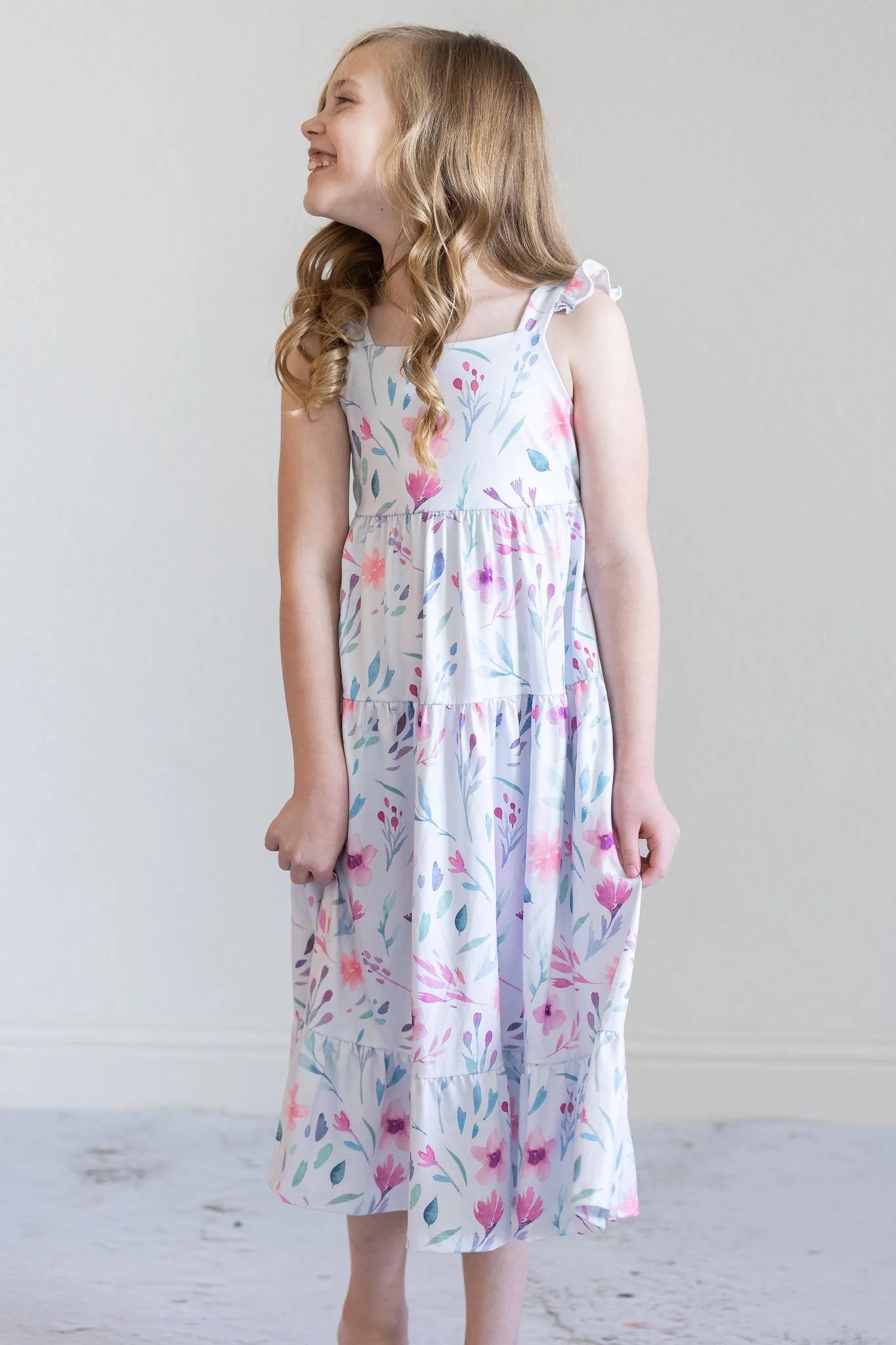 Pastel Wildflowers Ruffle Maxi Dress by Mila & Rose
