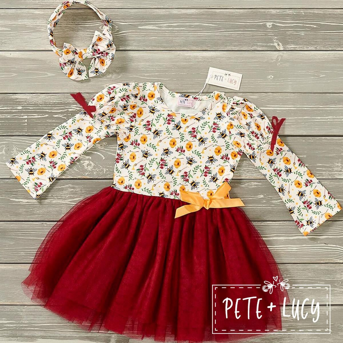 Burgundy Bees Tulle by Pete + Lucy