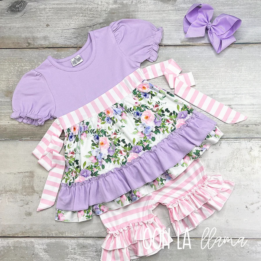 Ooh La Llama Lilac Garden Short Set