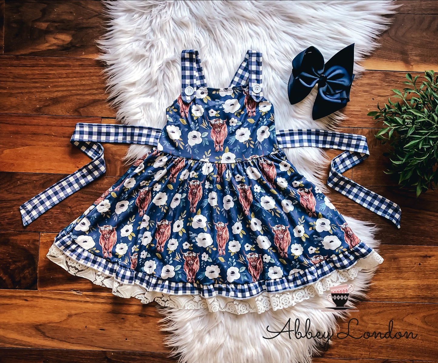 Wellie Kate Sweet Highland Cows Twirl Dress