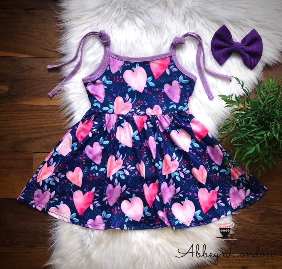Watercolor Hearts Tank Dress by Wellie Kate
