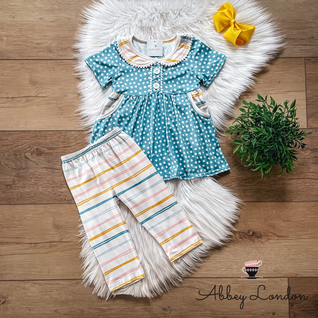 Stripes & Polka Dots Capri Set by Wellie Kate
