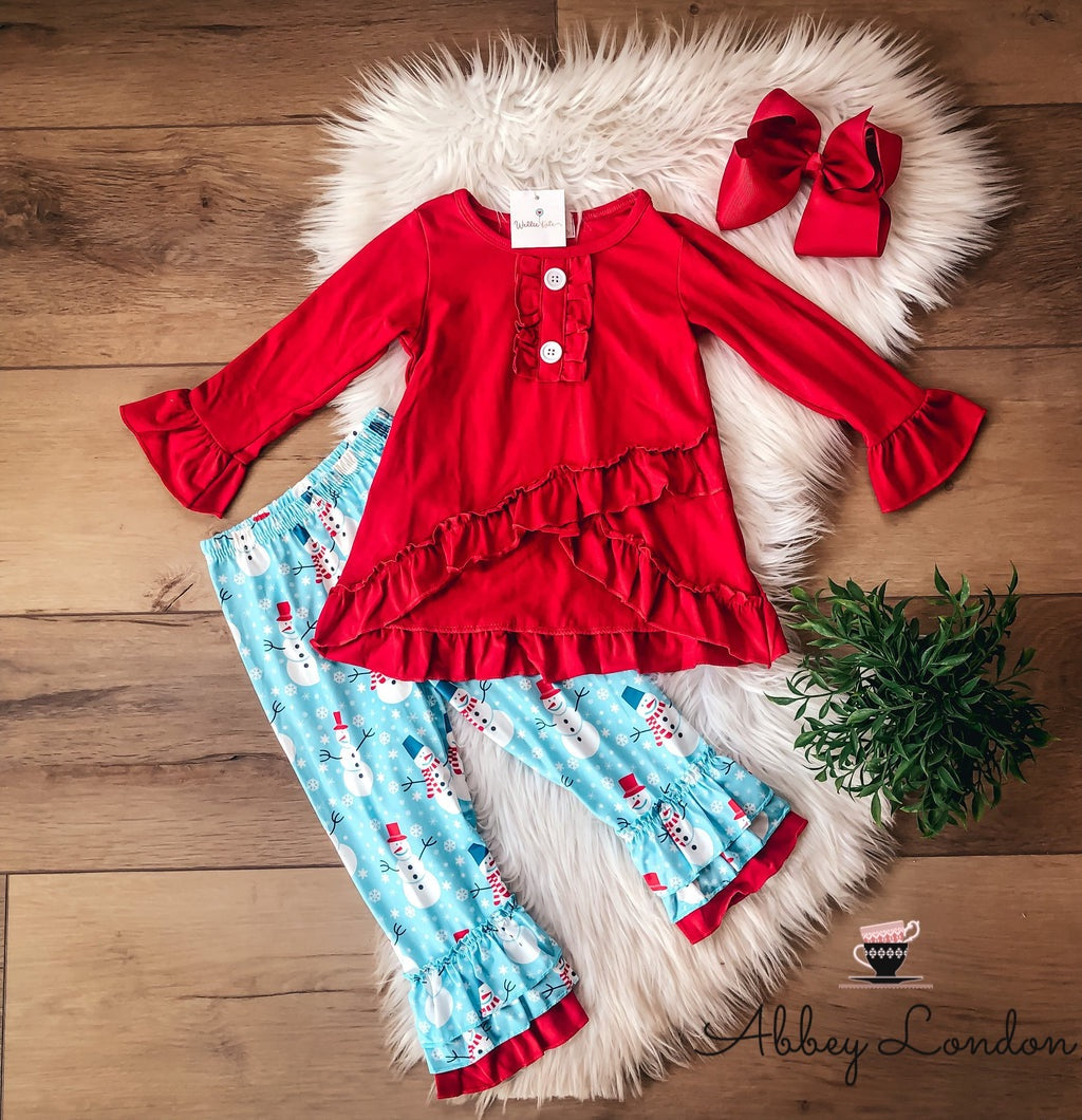 Happy Snowman Truffle Pant Set by Wellie Kate