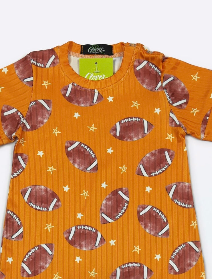 Football Romper (Orange) by Clover Cottage