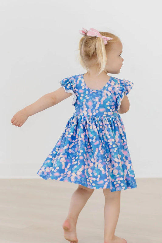 Shimmer & Shine Flutter Sleeve Twirl Dress by Mila & Rose
