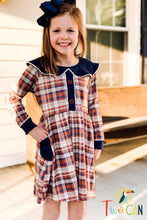 Load image into Gallery viewer, Rust &amp; Navy Plaid Dress by TwoCan
