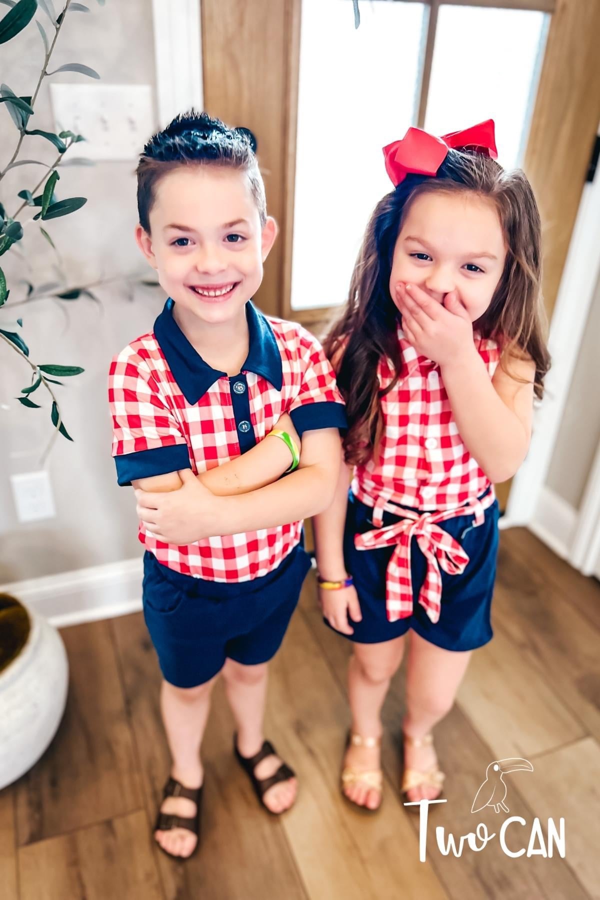 Americana Gingham Shorts Set by TwoCan