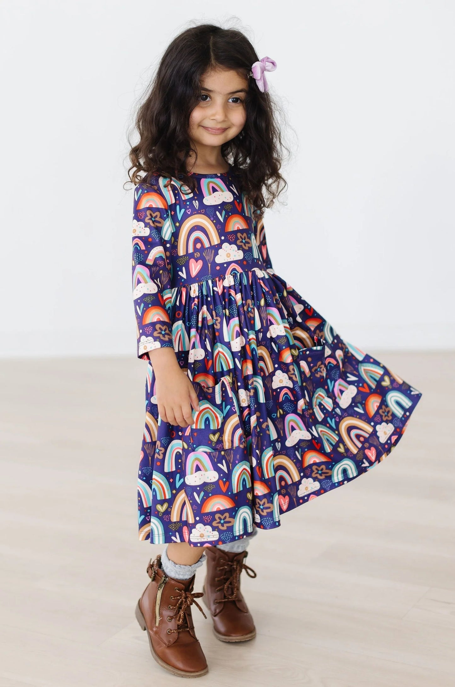 Midnight Rainbow Pocket Twirl Dress by Mila & Rose