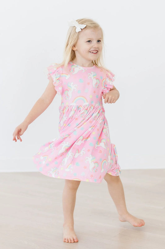 My Little Unicorn Flutter Sleeve Twirl Dress by Mila & Rose