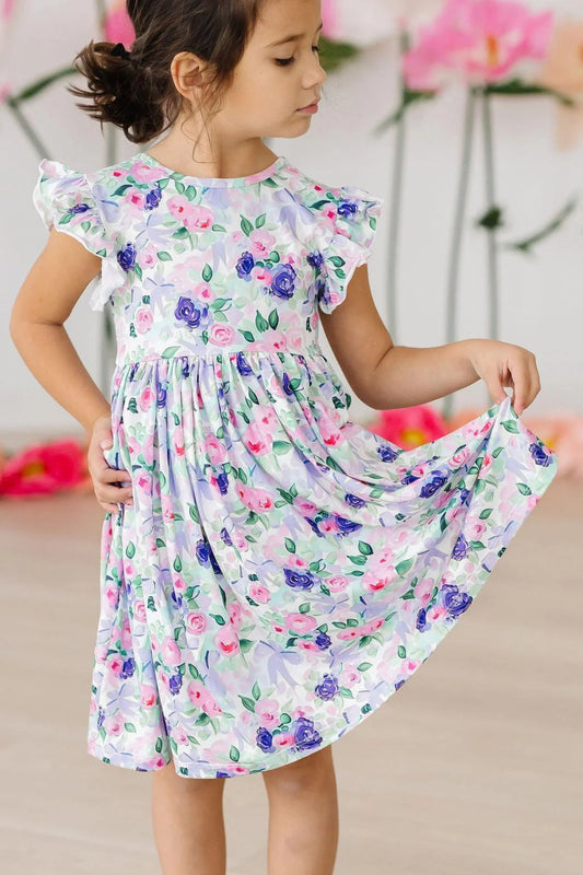 Lavender Love Flutter Sleeve Twirl Dress by Mila & Rose