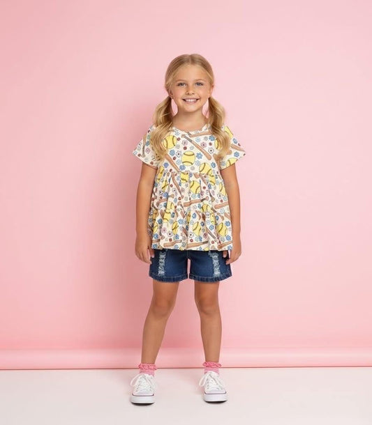 Softball Stitches Denim Shorts Set by Pete + Lucy
