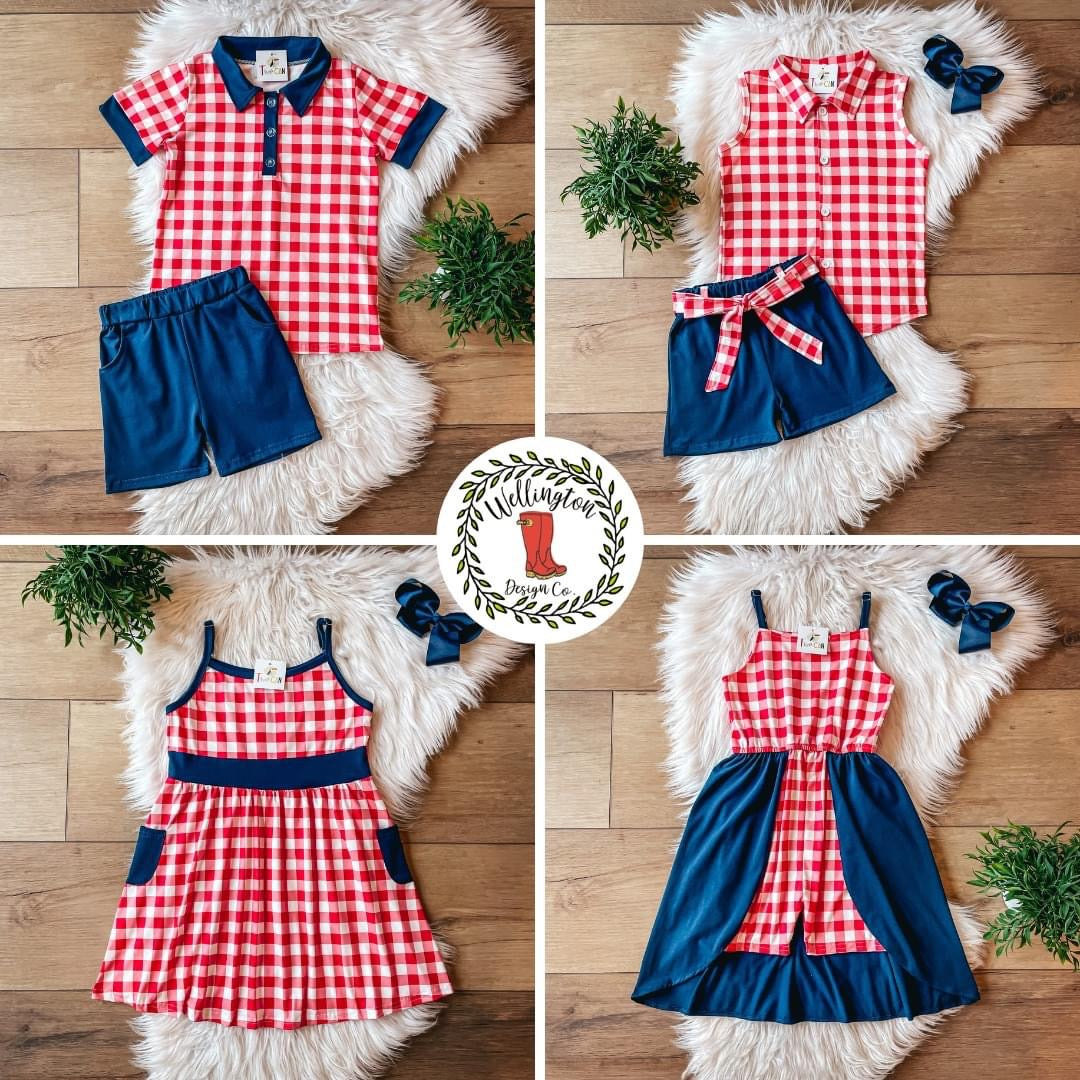 Americana Gingham Short Set by TwoCan