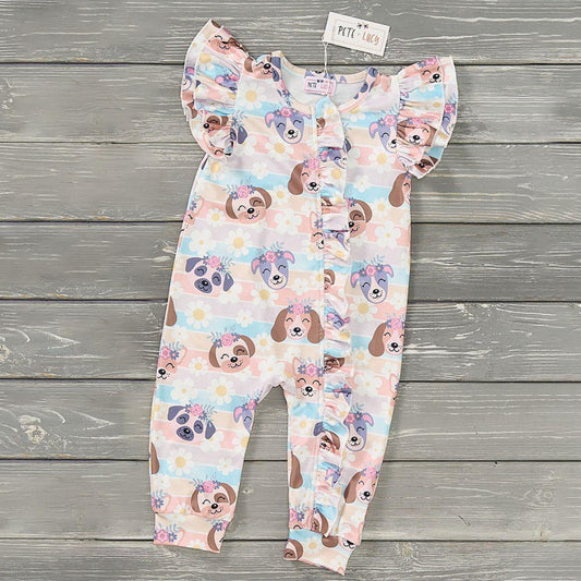 Puppy Blossoms Girl’s Infant Romper by Pete + Lucy
