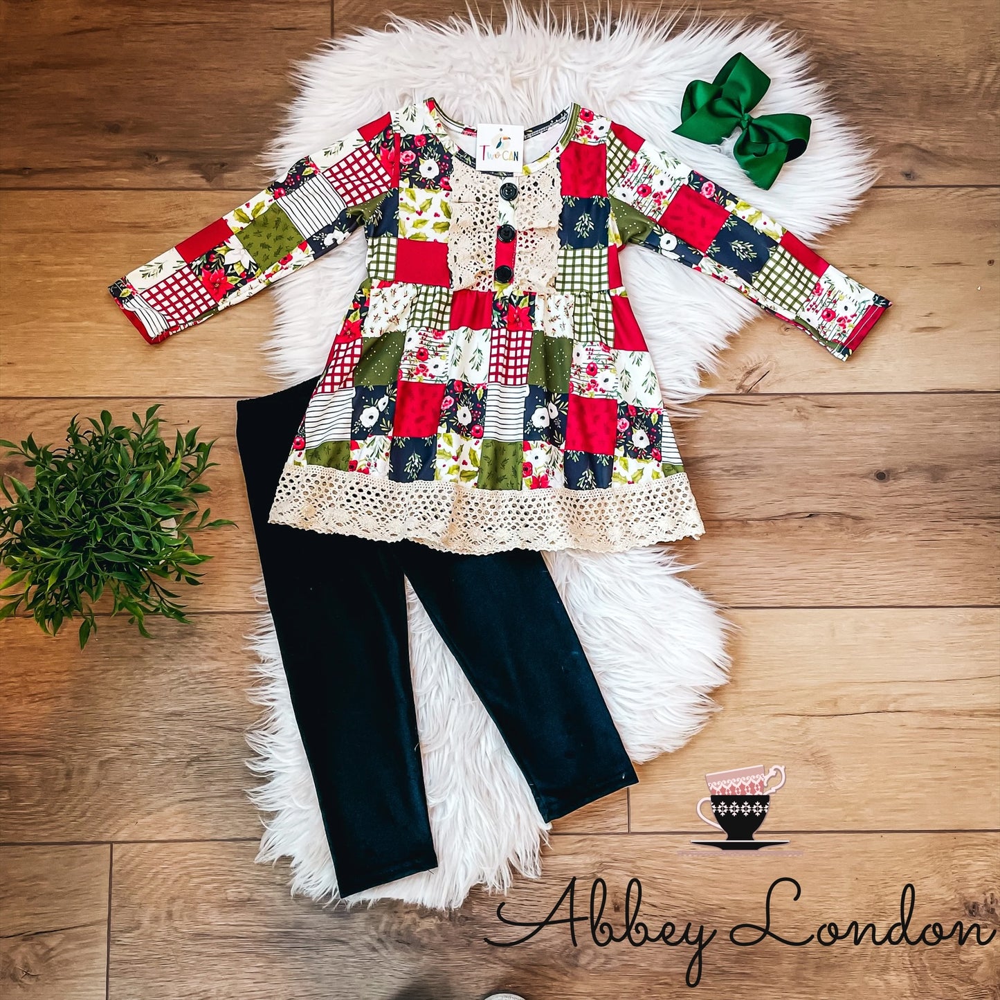 Christmas Patchwork Pant Set by TwoCan