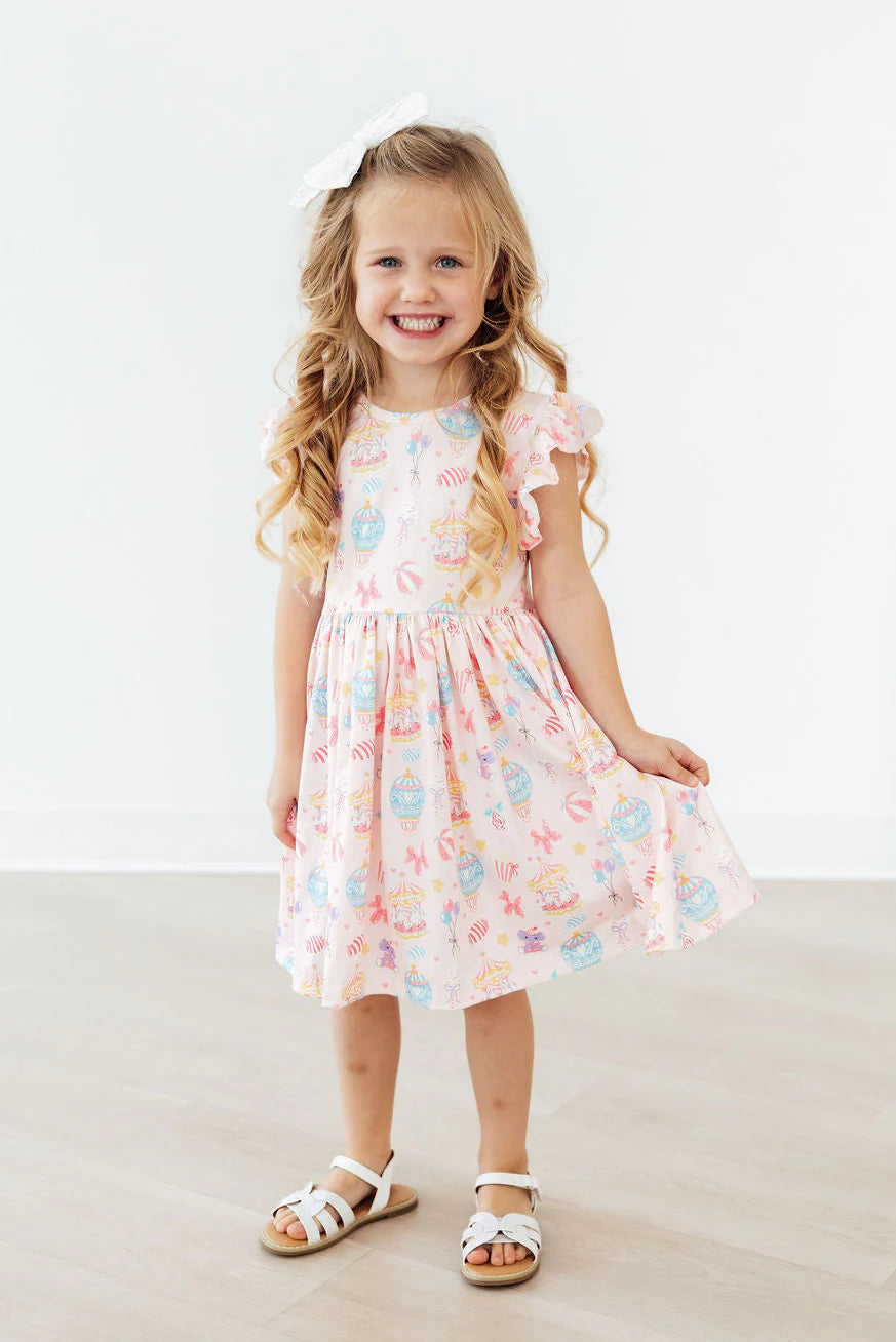 Off to the Circus Flutter Sleeve Twirl Dress by Mila & Rose
